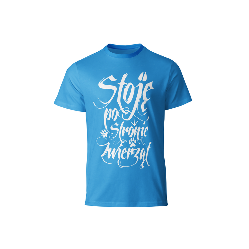 Koszulka Męska Stoje po stronie Zwierząt Niebieska