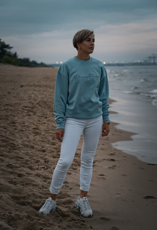 Bluza Pomagaj Pomagać Haftowana Błękitna