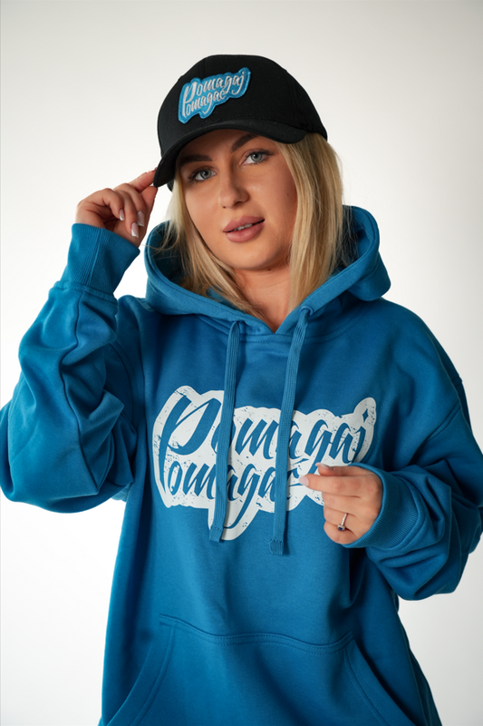 Bluza "Kangurka" Pomagaj Pomagać Turkusowa