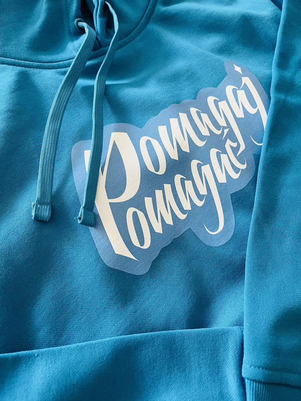 Bluza "Kangurka" Pomagaj Pomagać Turkusowa