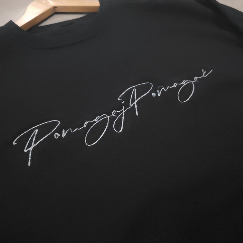 Bluza Pomagaj Pomagać Haftowana Czarna