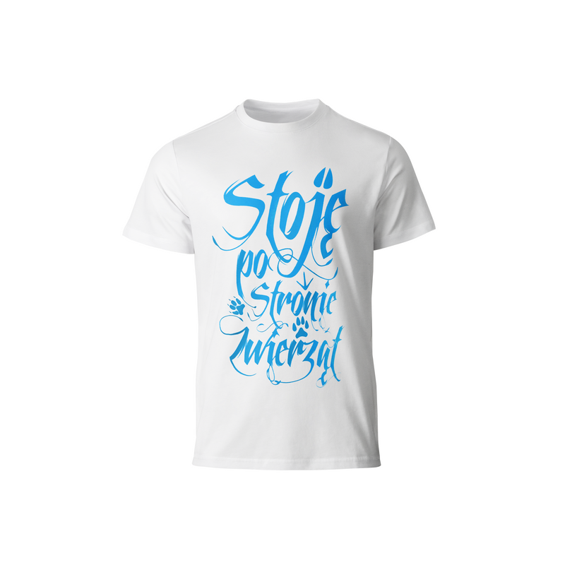 Koszulka Męska White Stoje po stronie Zwierząt