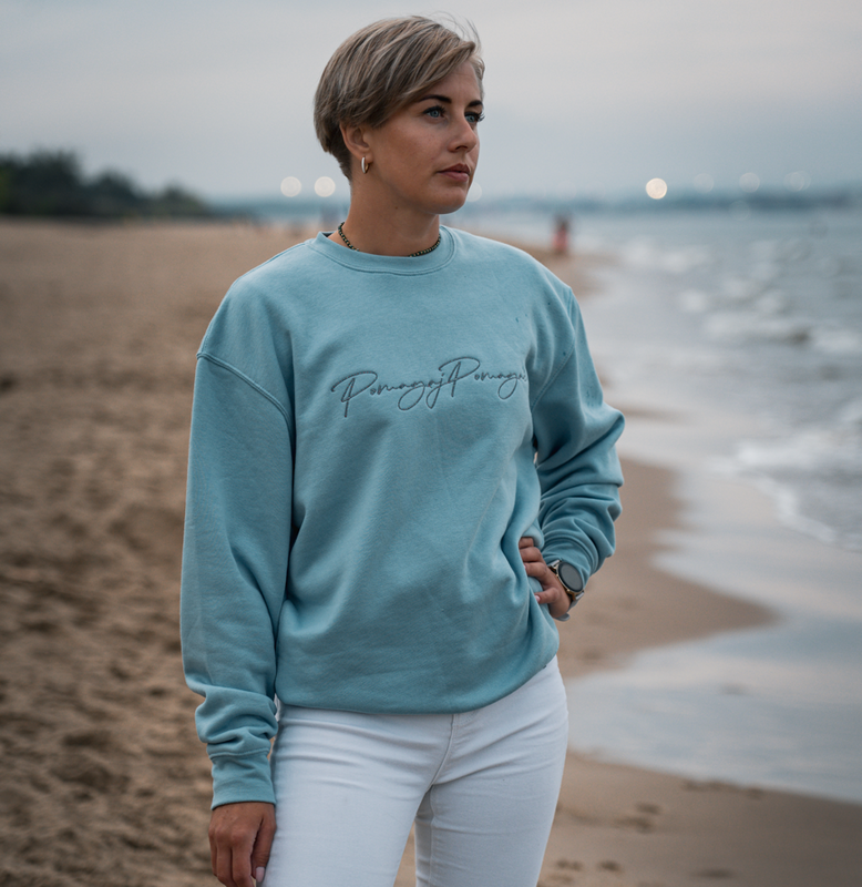 Bluza Pomagaj Pomagać Haftowana Błękitna